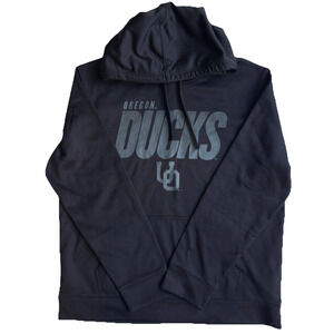 Oregon Ducks Pullover Hoodie Mens Large Black Monochrome Fanatics Sweatshirt EUC